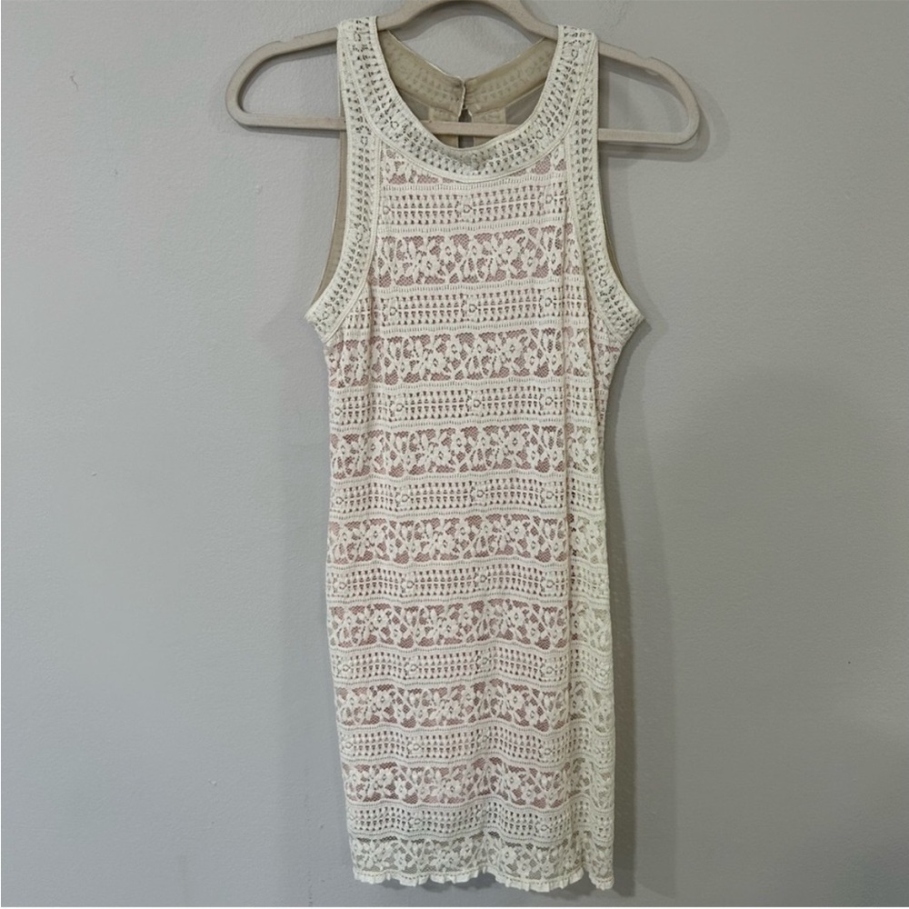 Urban Outfitters Kimchi Blue Cream Lace Bodycon Mini Sleeveless Dress Medium